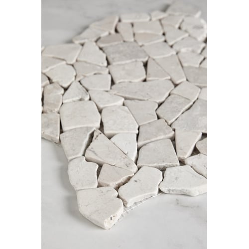 CoveTiles Rami Beige Crazypave Tumbled Marble Mosaic Tile | Temple